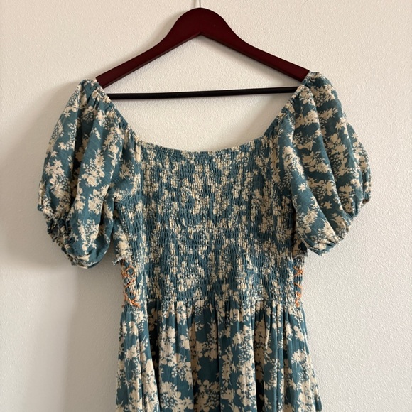 Free people Ellie Floral Print Gauze Dress in Soft Seafoam Womens Sz Small - Picture 10 of 16